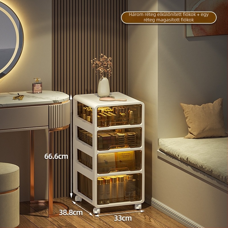 Kozmetikai tároló szekrény fiókos kialakítással, többrétegű PP műanyag szervező, modell JH2002, kapacitás 0–5 L