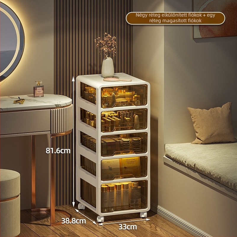 Kozmetikai tároló szekrény fiókos kialakítással, többrétegű PP műanyag szervező, modell JH2002, kapacitás 0–5 L