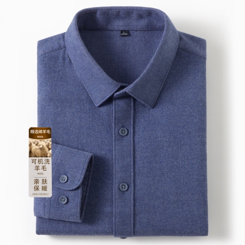 Férfi ing gyapjú-pamut keverékből (93,8% pamut, 6,2% gyapjú), rever gallér, hosszú ujjú, egyszínű, vastag anyag, ősz 2024 megjelenés