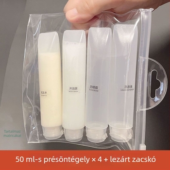 Utazási nyomócső típusú visszatöltő üveg loziónak, tusfürdőnek és samponnak | Márka Unique | Anyag: Műanyag