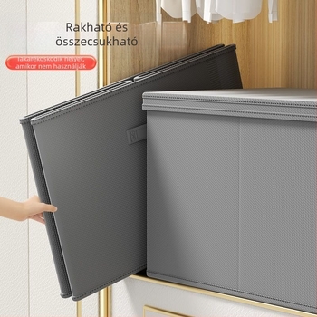 Ruhatároló doboz, nem szőtt textil, 30–40 L, összecsukható, fedéllel, gardróbhoz