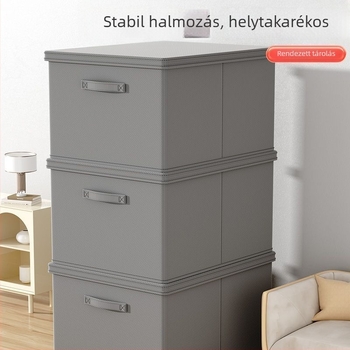 Ruhatároló doboz, nem szőtt textil, 30–40 L, összecsukható, fedéllel, gardróbhoz