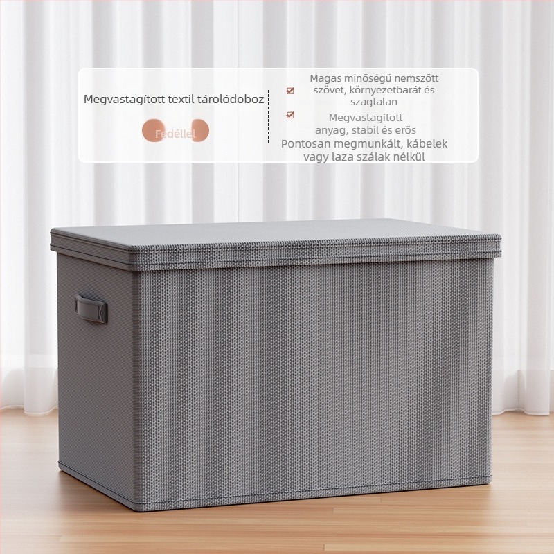 Ruhatároló doboz, nem szőtt textil, 30–40 L, összecsukható, fedéllel, gardróbhoz