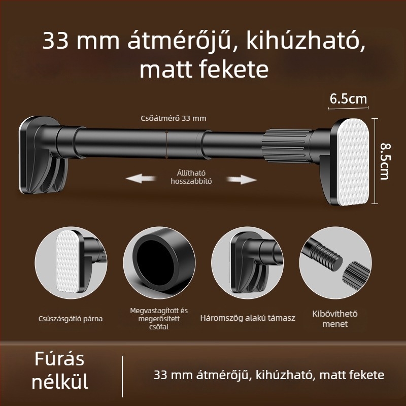 Fúrás nélküli teleszkópos ruhaszárító rúd, erkélyre, kinyitható