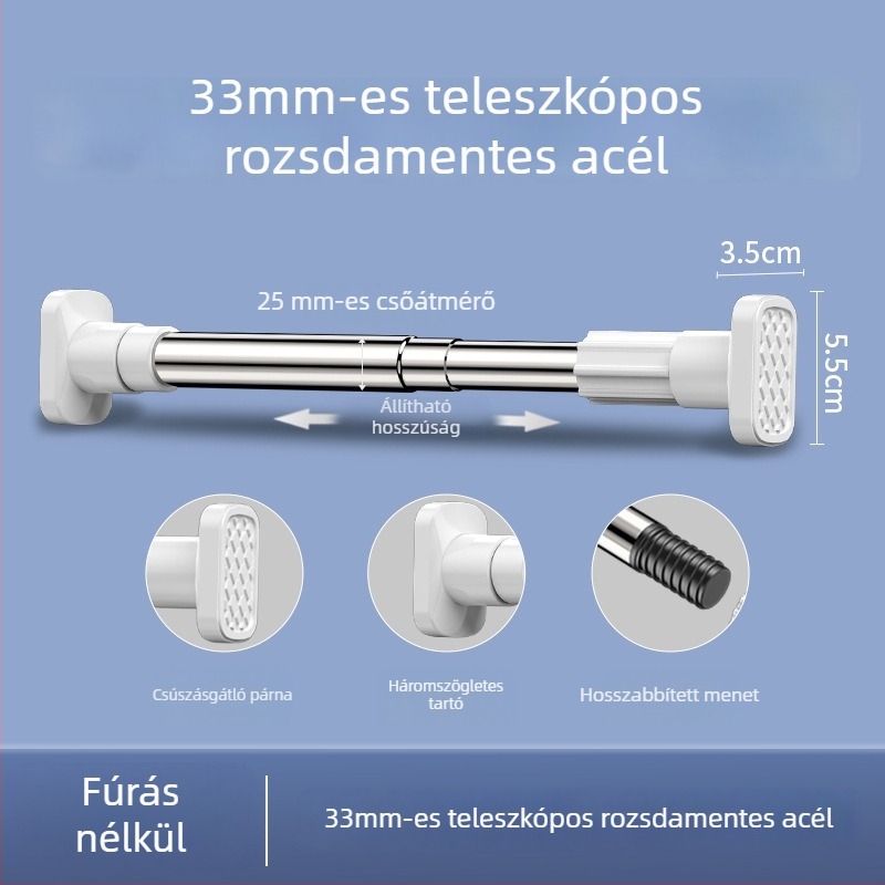 Fúrás nélküli teleszkópos ruhaszárító rúd, erkélyre, kinyitható