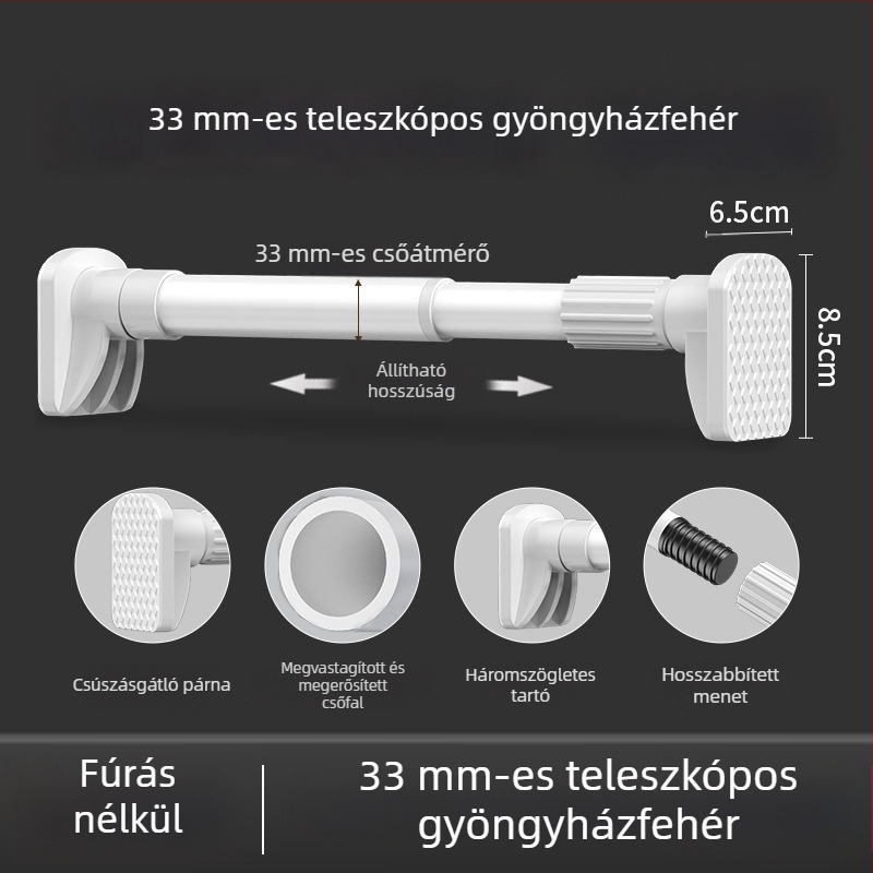 Fúrás nélküli teleszkópos ruhaszárító rúd, erkélyre, kinyitható