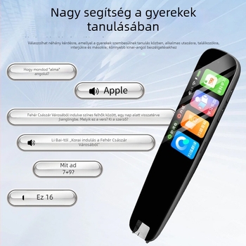 Kínai–angol intelligens pontolvasó toll általános- és középiskolások számára, hangalapú fordítással és kurzus-szinkronizációval, ABS ház, újratölthető lítium-ion akkumulátor