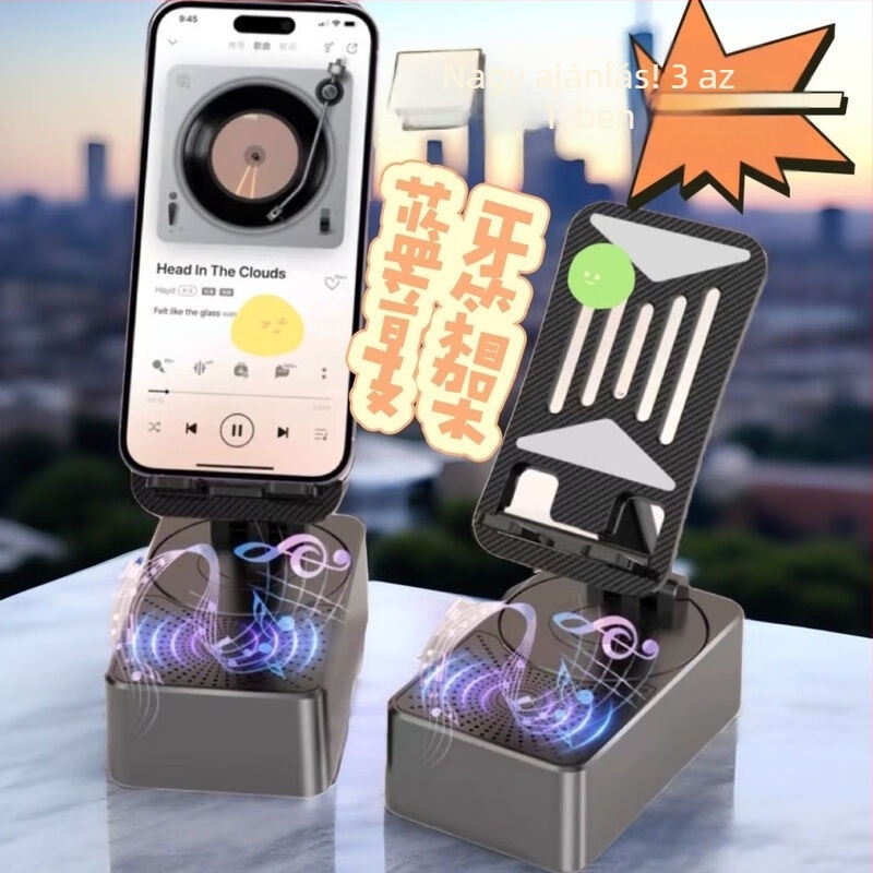 Okosház intelligens telefon-tartó, 360° forgatható, beépített 4000–6000 mAh akkumulátor, Bluetooth hangszóró, 3‑in‑1, 5W kimenet (5V), frekvenciaválasz 60 Hz–15 kHz, SNR ≥ 70 dB