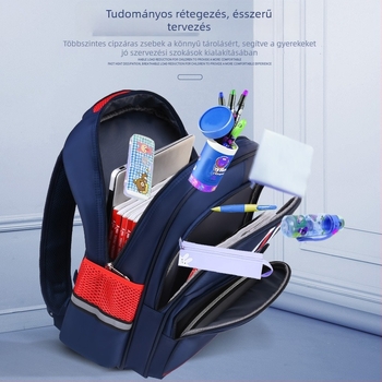 Uniszex nylon iskolai hátizsák általános iskolások számára, lélegző, vízálló és kopásálló funkciókkal, anti-tolvaj védelemmel és légréses vállpántokkal; poliészter bélés.