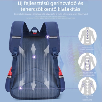 Uniszex nylon iskolai hátizsák általános iskolások számára, lélegző, vízálló és kopásálló funkciókkal, anti-tolvaj védelemmel és légréses vállpántokkal; poliészter bélés.