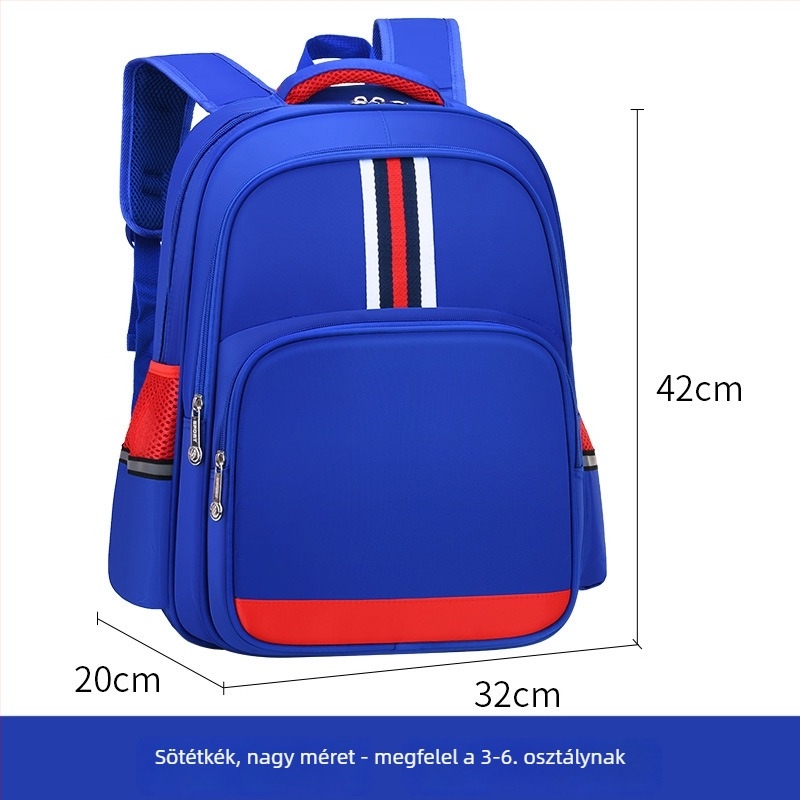 Uniszex nylon iskolai hátizsák általános iskolások számára, lélegző, vízálló és kopásálló funkciókkal, anti-tolvaj védelemmel és légréses vállpántokkal; poliészter bélés.