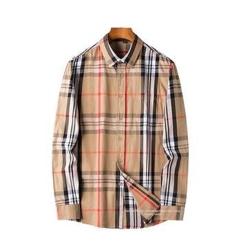 Férfi hosszú ujjú len ing, slim-fit, vasalásmentes, négyzetes gallér, rácsminta
