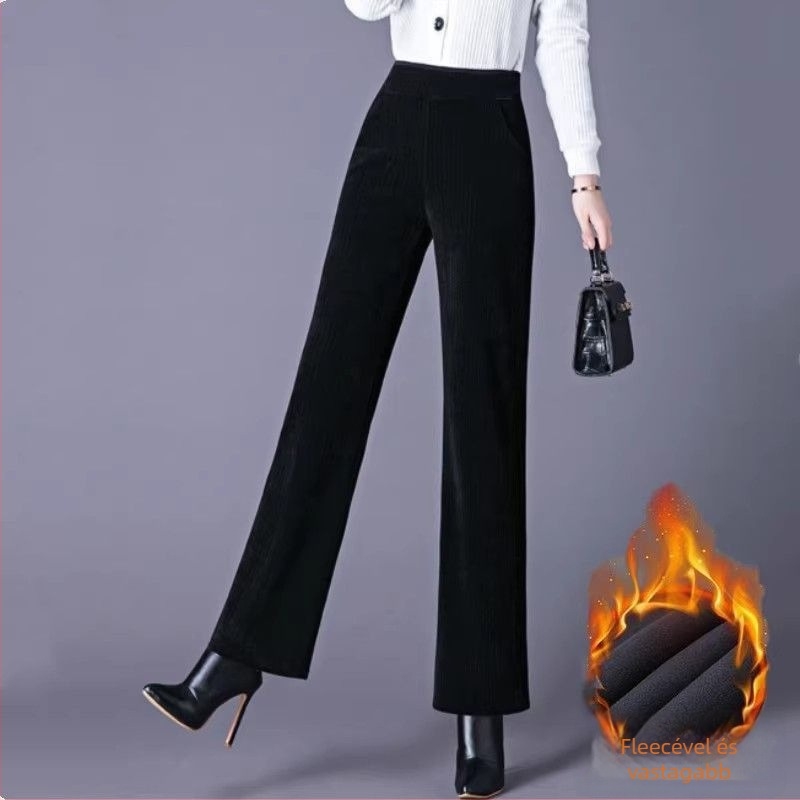 Női széles lábú nadrág, szövött anyagból, gyapjú összetétel, stílus gyémánt / királyi nővér, 2025 tavasz, casual