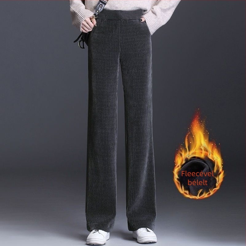 Női széles lábú nadrág, szövött anyagból, gyapjú összetétel, stílus gyémánt / királyi nővér, 2025 tavasz, casual