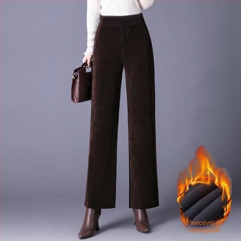 Női széles lábú nadrág, szövött anyagból, gyapjú összetétel, stílus gyémánt / királyi nővér, 2025 tavasz, casual