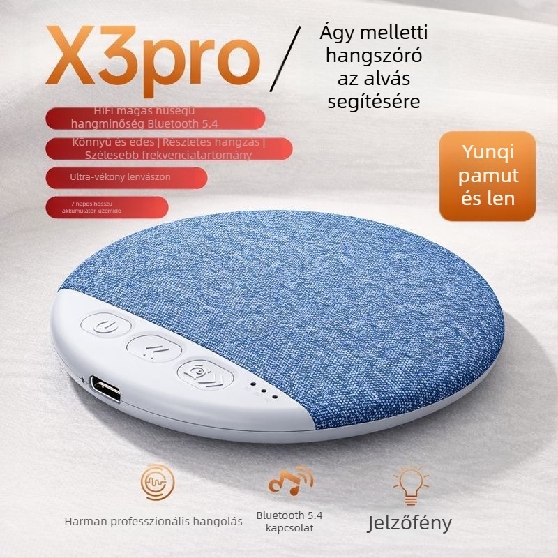 Párnás hangszóró 360° surround hangzással, Bluetooth 5.3, kettős hangszórók, beépített 800–1000mAh akkumulátor, 30Hz–15kHz frekvencia-tartomány