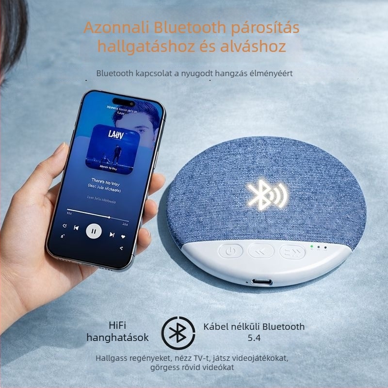 Párnás hangszóró 360° surround hangzással, Bluetooth 5.3, kettős hangszórók, beépített 800–1000mAh akkumulátor, 30Hz–15kHz frekvencia-tartomány