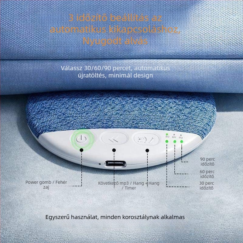 Párnás hangszóró 360° surround hangzással, Bluetooth 5.3, kettős hangszórók, beépített 800–1000mAh akkumulátor, 30Hz–15kHz frekvencia-tartomány