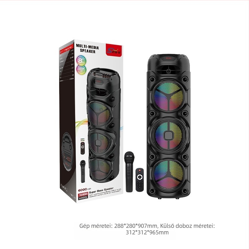 ZQS8308 Hordozható Bluetooth hangszóró erős teljesítménnyel, beépített akkumulátorral (40W; Bluetooth 5.0; 4000–6000 mAh; 60 Hz–15 kHz; hatótáv 15 m)