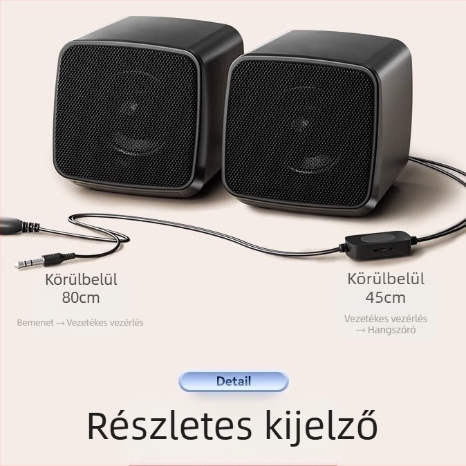 USB mini asztali hangszóró számítógépekhez, kettős hangszóróval, USB interfész és 5V tápellátás