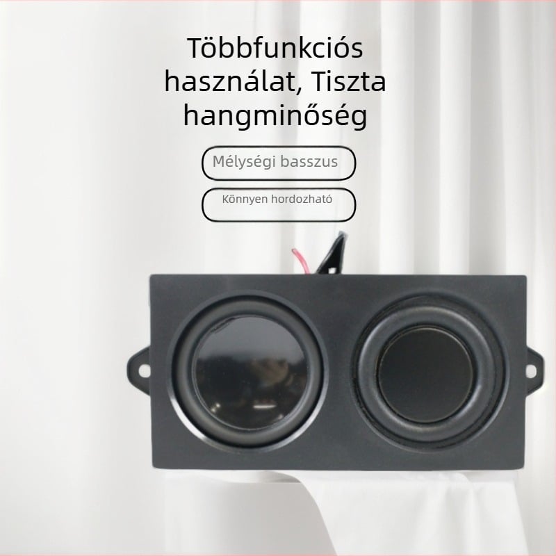 Kis hangszóróval ellátott mini erősítő, dupla membrán, 4 Ω / 3 W, 2.0 interfész, 40 Hz–20 kHz