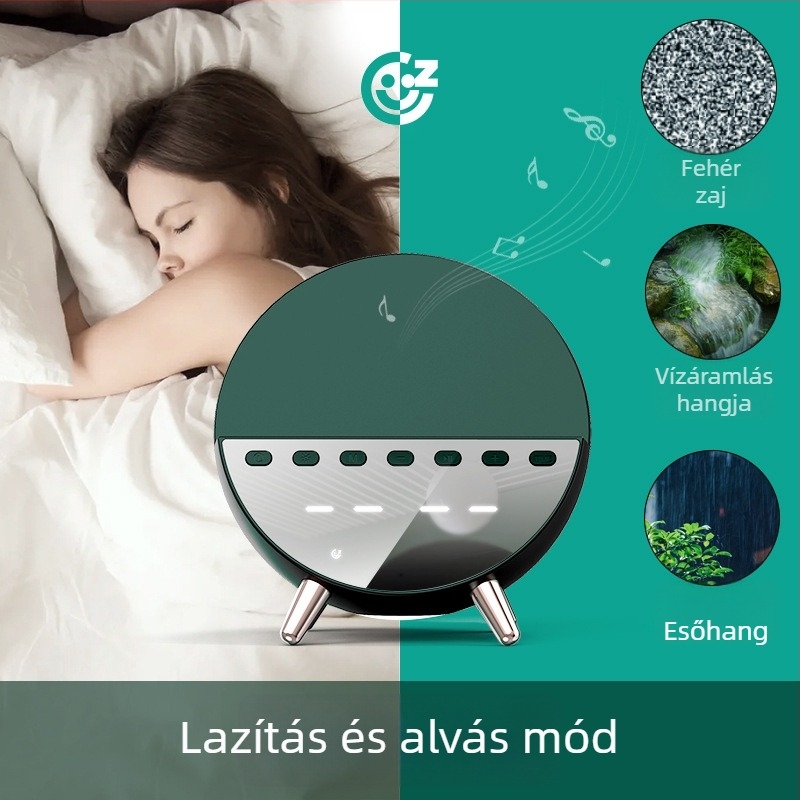 Bluetooth hangfal ébresztőórával, éjjeli lámpával és vezeték nélküli töltéssel (Bluetooth 5.1 • 4W kimenet • 80 Hz–20 kHz • 15 m hatótáv • beépített akkumulátor)