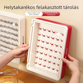 Fali szerelésű díszítőcső-tároló doboz ajtóval — átlátszó, porálló, nagy kapacitású, otthoni sütéshez
