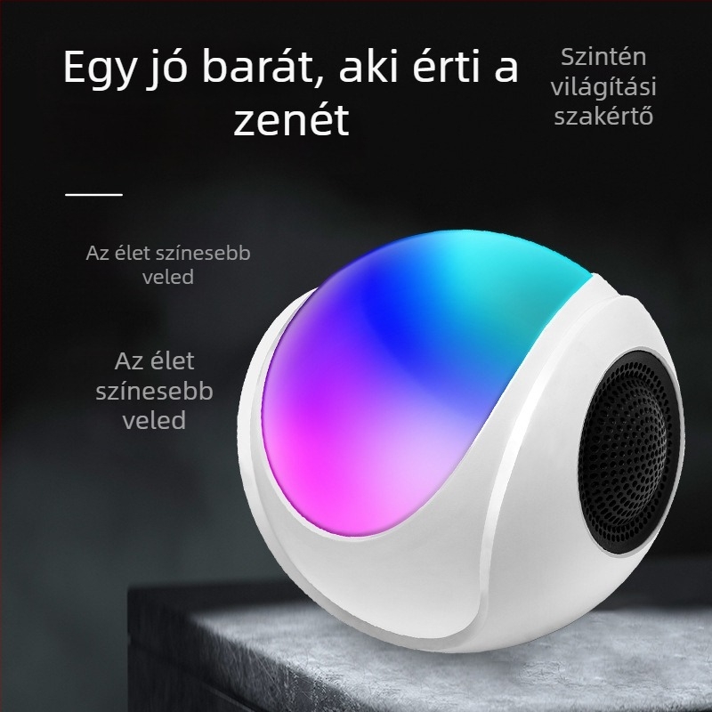 Mini asztali Bluetooth hangfal színes LED világítással, kártyahely, kültéri modell