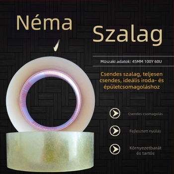 Brilliant Up hangtalan csomagoló szalag, PET-filmes hordozó, PET hátlap, vízbázisú nyomásérzékeny ragasztó, átlátszó csomagoló szalag, Silent Tape sorozat