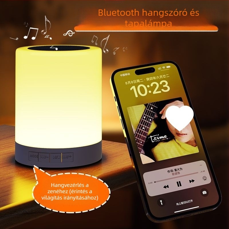 Beépített akkumulátoros Bluetooth hangsugárzó környezeti fénybeállítással, IPX4 vízálló, Bluetooth 2.0, frekvenciatartomány 40 Hz–20 kHz