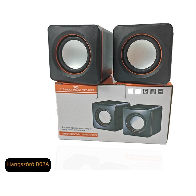 D-02A USB mini számítógép hangszóró, sztereó 2.0, 3W kimenet, MP3 lejátszás, USB és 3,5 mm bemenet