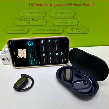 165 nyelvet támogató okos Bluetooth fordítófülhallgató, vezeték nélküli fordítás, zajcsökkentés, fülhurok dizájn, Bluetooth 5.4