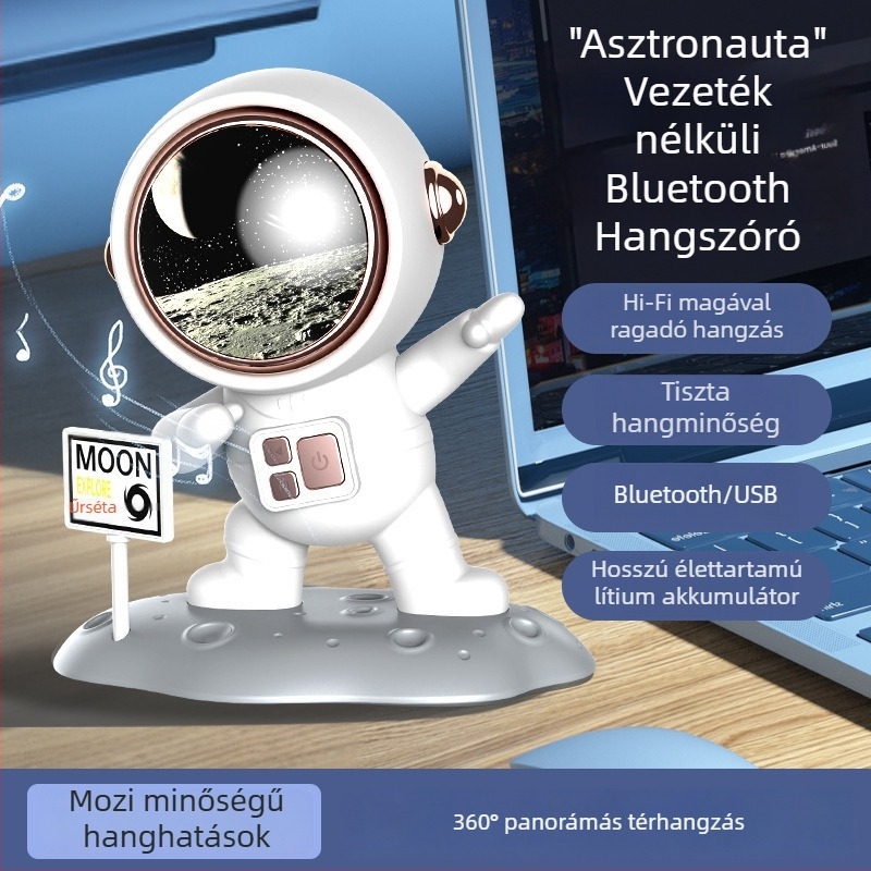 Új Bluetooth hangszóró – űrhajós téma, kompakt hordozható kültéri hangszóró, memóriakártya-nyílás, kiváló hangzás, vezeték nélküli