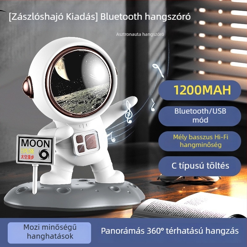 Új Bluetooth hangszóró – űrhajós téma, kompakt hordozható kültéri hangszóró, memóriakártya-nyílás, kiváló hangzás, vezeték nélküli