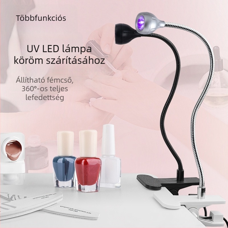 LED körömlámpa, kompakt USB-s asztali lámpa a köröm szárításához, UV és lila fény