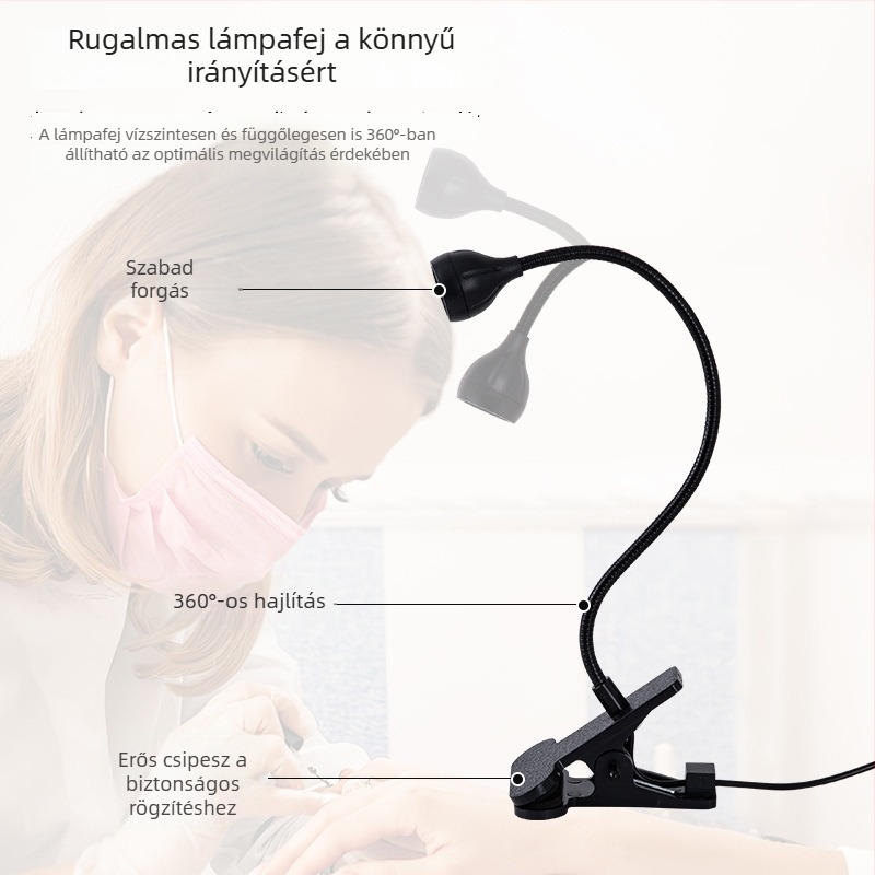 LED körömlámpa, kompakt USB-s asztali lámpa a köröm szárításához, UV és lila fény