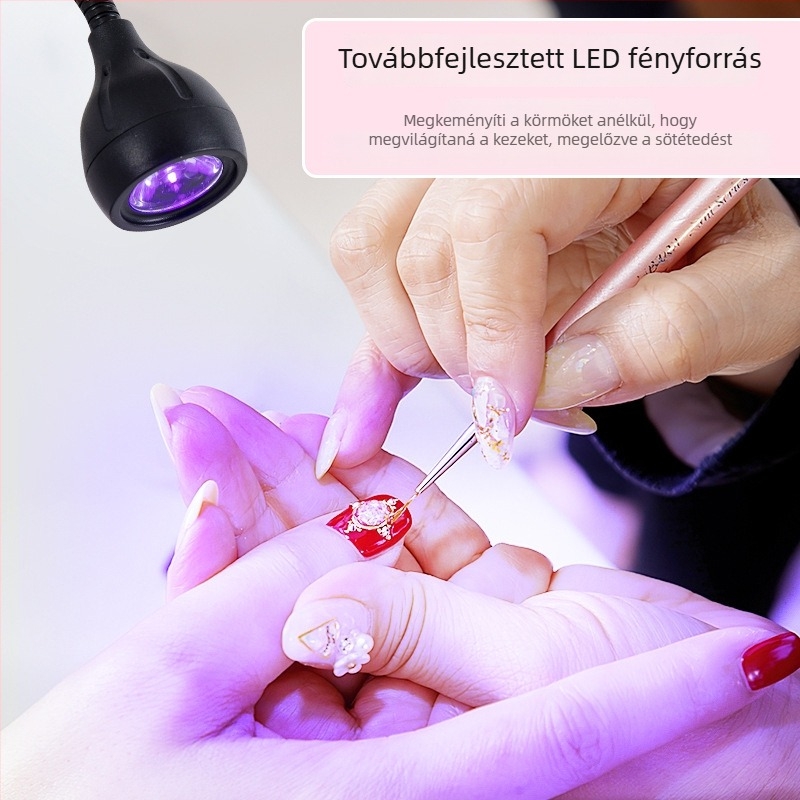 LED körömlámpa, kompakt USB-s asztali lámpa a köröm szárításához, UV és lila fény