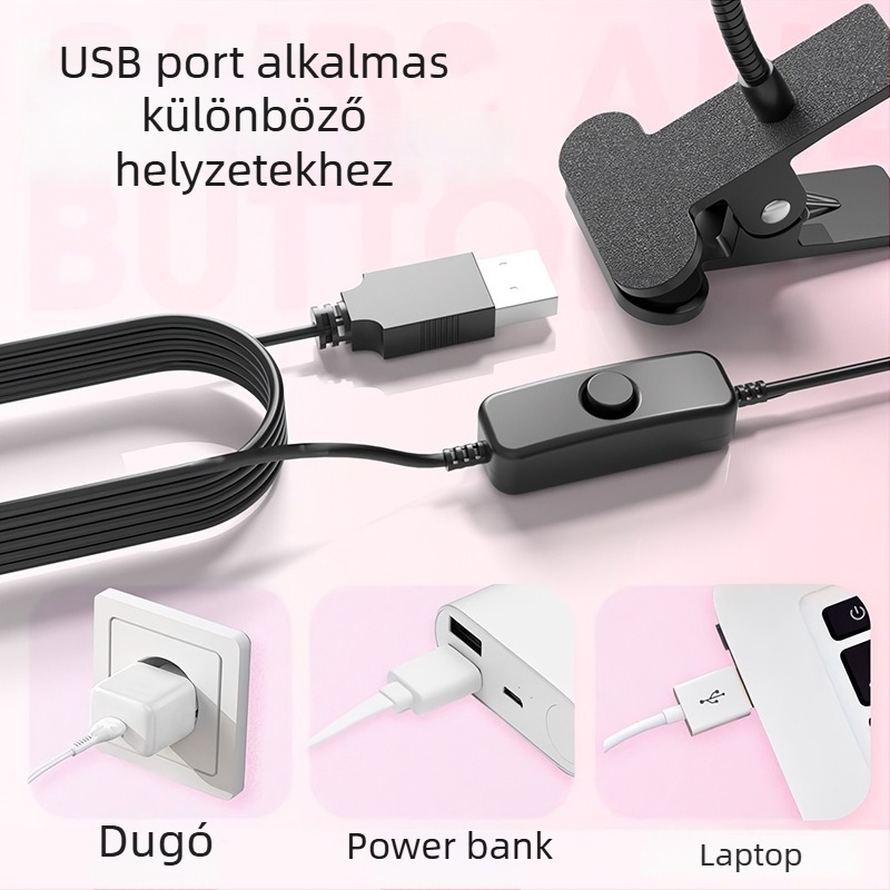 LED körömlámpa, kompakt USB-s asztali lámpa a köröm szárításához, UV és lila fény