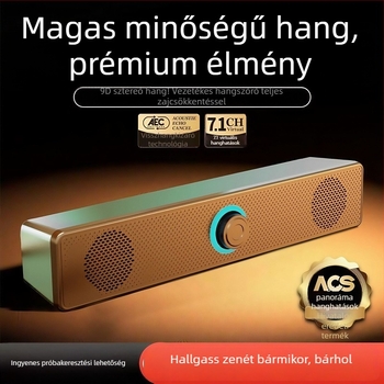 Asztali számítógépes hangrendszer erőteljes basszus, kettős hangszóróval, térhatású sztereó, alumínium ház, 40Hz-20kHz, SNR ≥100 dB