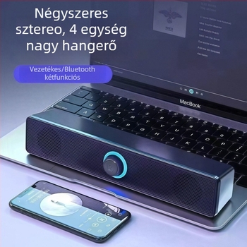 Asztali számítógépes hangrendszer erőteljes basszus, kettős hangszóróval, térhatású sztereó, alumínium ház, 40Hz-20kHz, SNR ≥100 dB