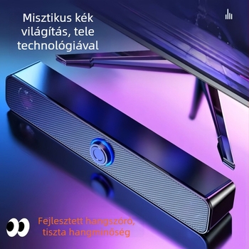 Asztali számítógépes hangrendszer erőteljes basszus, kettős hangszóróval, térhatású sztereó, alumínium ház, 40Hz-20kHz, SNR ≥100 dB