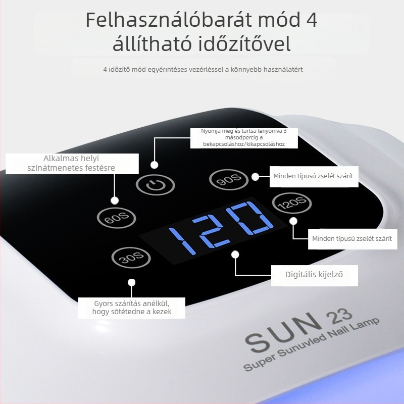 Műköröm LED lámpa érintőképernyővel, 10 s gyors száradás, nagy teljesítmény, LED polimerizációs fény