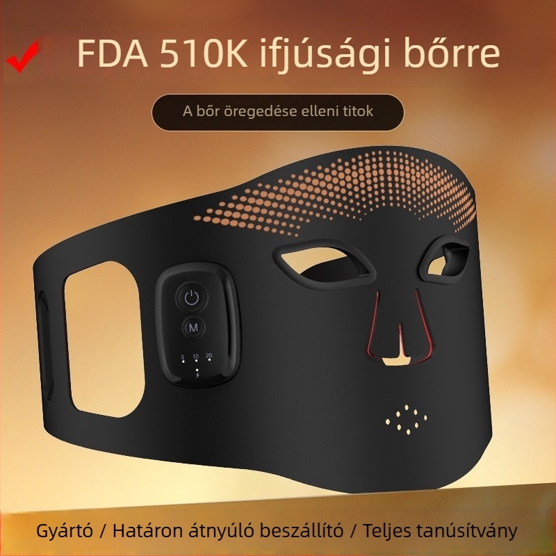 Vezeték nélküli mágneses szilikon arcmaszkészülék hét színű fényterápiával a bőr megújítására, beépített 1200–2000 mAh akkumulátor, IPX1 vízálló