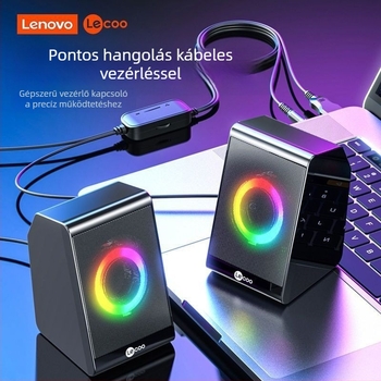 DS100 asztali hangszóró RGB világítással, 2.1 csatornás hangzás, USB + 3,5 mm interfész, kábeles vezérlés