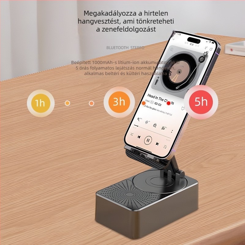 3–in–1 Bluetooth mini hangszóró 360°-os forogatható asztali tartóval, beépített akkumulátorral, 2W, Bluetooth 5.3, 100 Hz–20 kHz