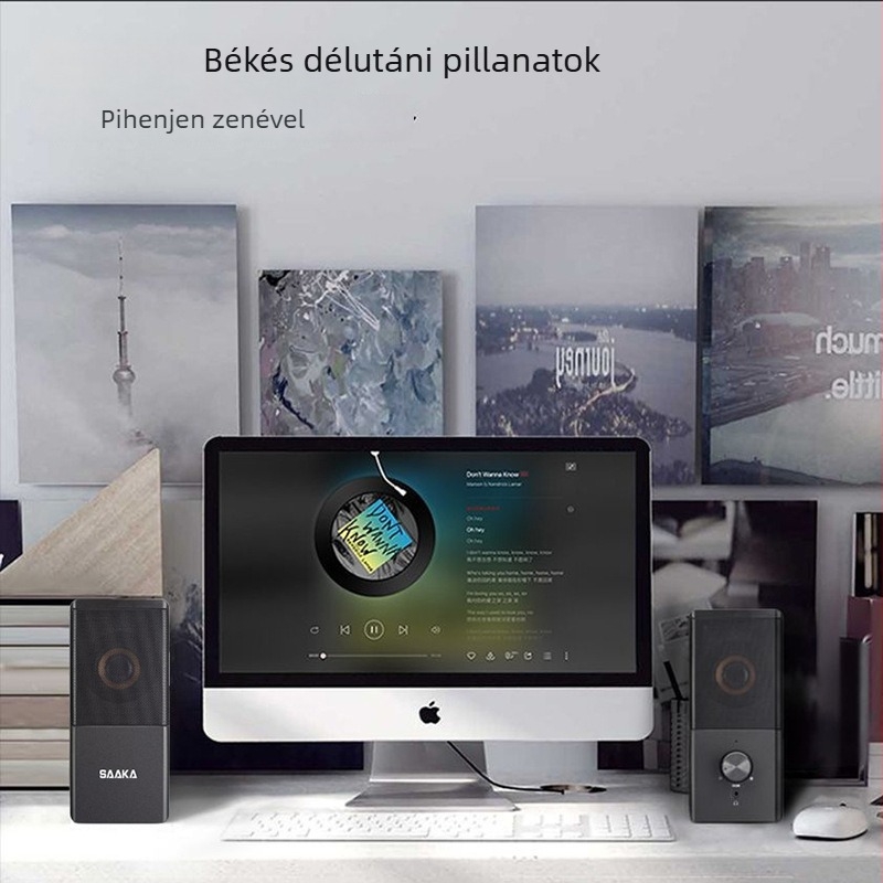 2.0 USB asztali hangszórók mini mélynyomóval, 3D surround hangzás, 10W, 4Ω, MP3 lejátszás
