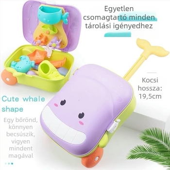 Bálná témájú homok- és vízijáték – műanyag homokozó szerszámkészlet 7–14 éveseknek