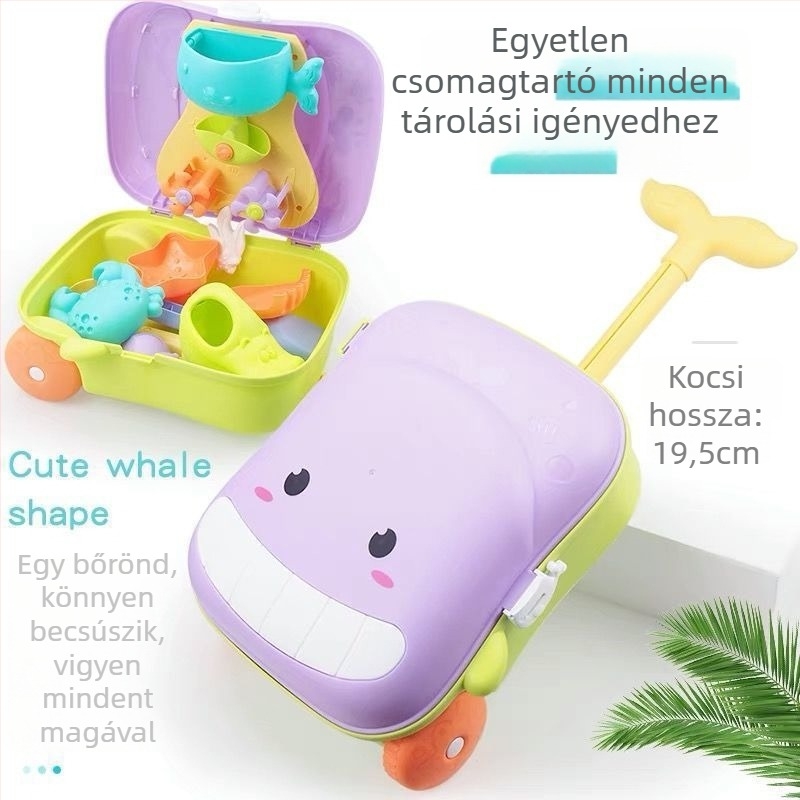 Bálná témájú homok- és vízijáték – műanyag homokozó szerszámkészlet 7–14 éveseknek