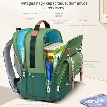 Uniszex iskolai hátizsák az 5–6. osztály számára, Nylon/Poliészter, vízálló, ultra könnyű