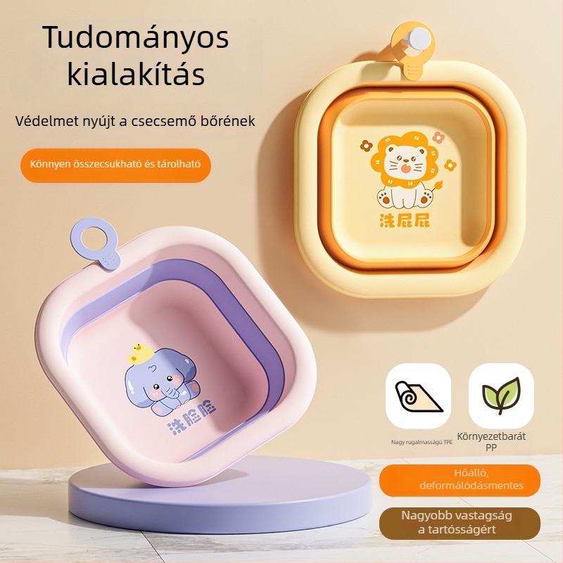 Gyerekeknek összecsukható mosdóedény – hordozható vastagított műanyag baba-mosdóedény, 180–200 g, 2025 tavaszán bemutatva